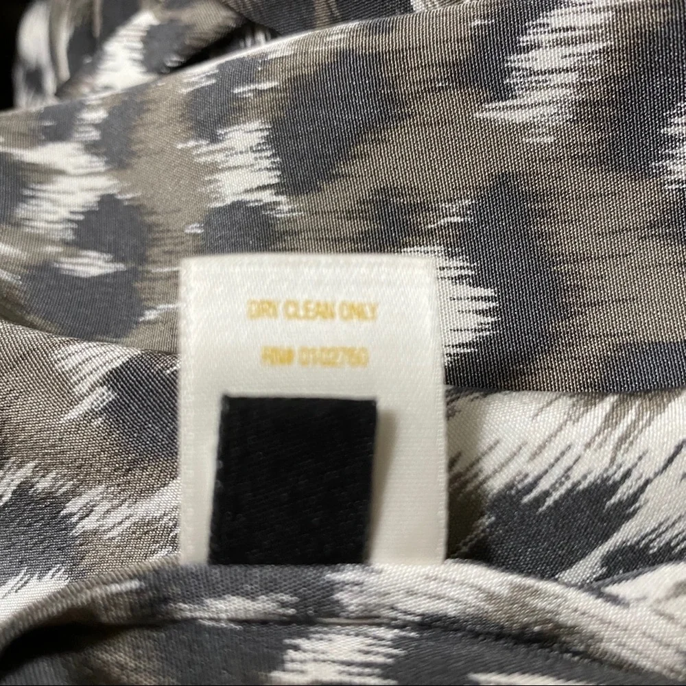 KATE SPADE BLOUSE TOP BLACK WHITE ANIMAL PRINT SILK LONG SLEEVE Size 6